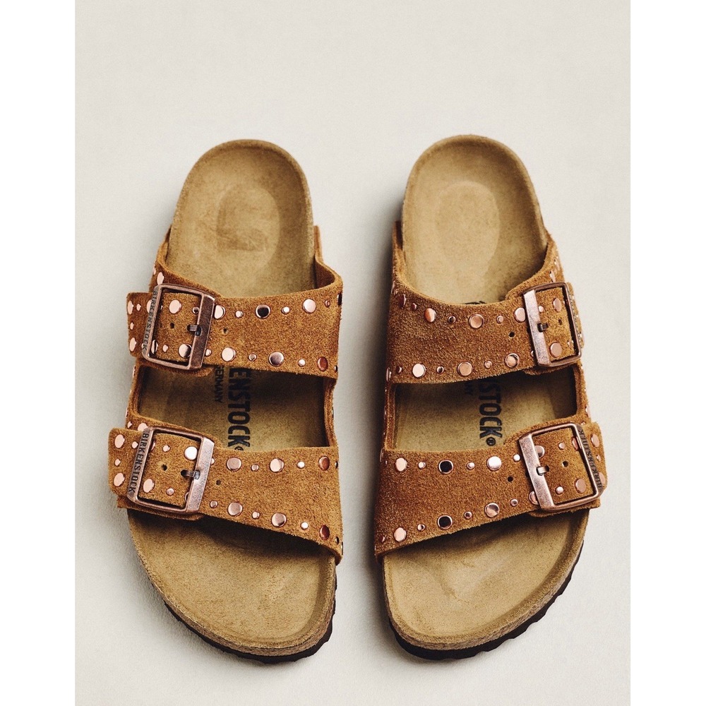 NEW Birkenstock Arizona Rivets Free People Sandals – Mink Size 38 / 7 7.5 - Picture 2 of 5